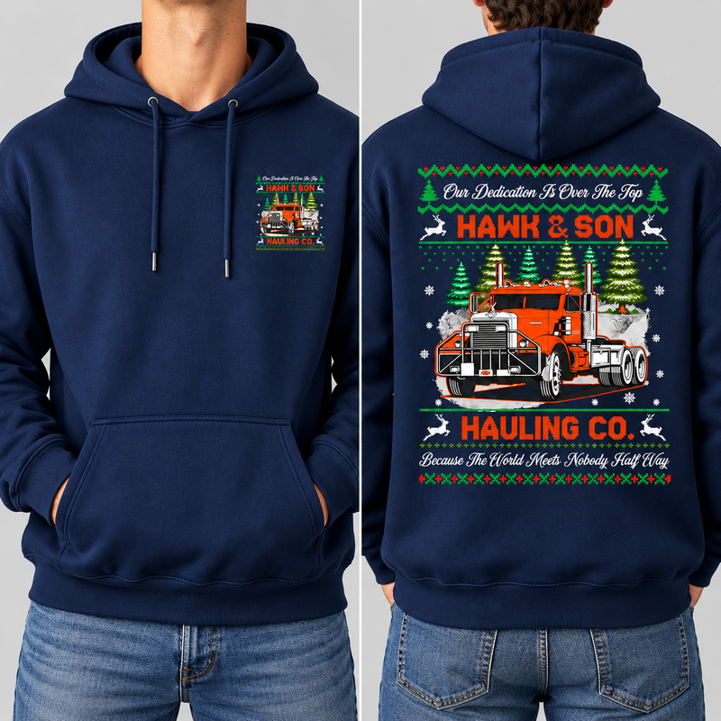 Over The Top Trucker Xmas Hoodie, Front & Back Print, Vintage Arm Wrestling Movie Sweatshirt, Classic 80s Graphic Pullover, Christmas Gift