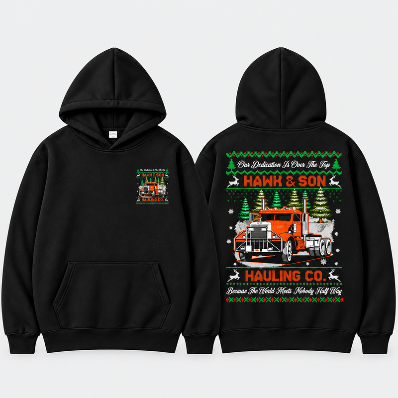 Over The Top Trucker Xmas Hoodie, Front & Back Print, Vintage Arm Wrestling Movie Sweatshirt, Classic 80s Graphic Pullover, Christmas Gift