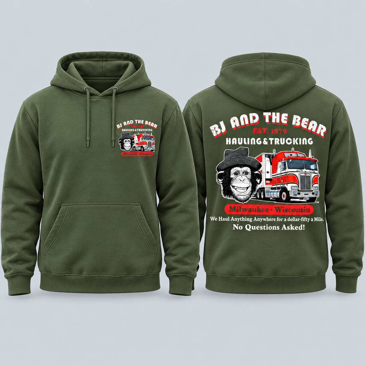 BJ and the Bear Hauling Trucking Shirt, Front & Back Print, Vintage 70s TV Show Graphic T-Shirt, Retro Trucker Tee, Classic Truck Driver Gift