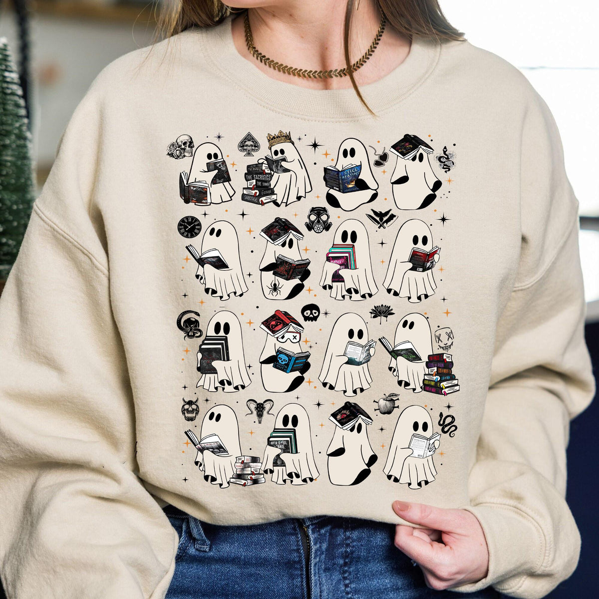 Ghosts Reading Dark Romance Series Books T-Shirt, Haunting Adeline Ghost Sweatshirt, The Lords Series Hoodie, Legacy Of Gods, Devil's Night, Librarian Halloween Tee