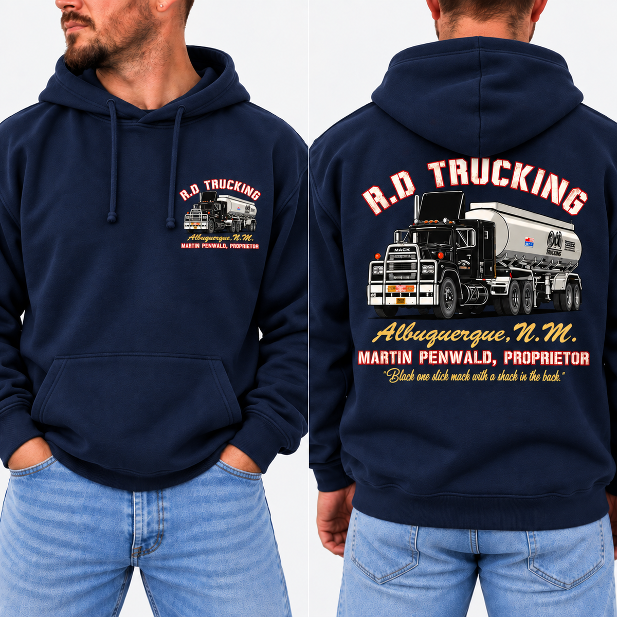 R.D. Trucking Shirt, Vintage Convoy Movie Graphic Tee, Retro Trucker T-Shirt, Classic 70s Trucking Style, Front & Back Print, Gift For Him