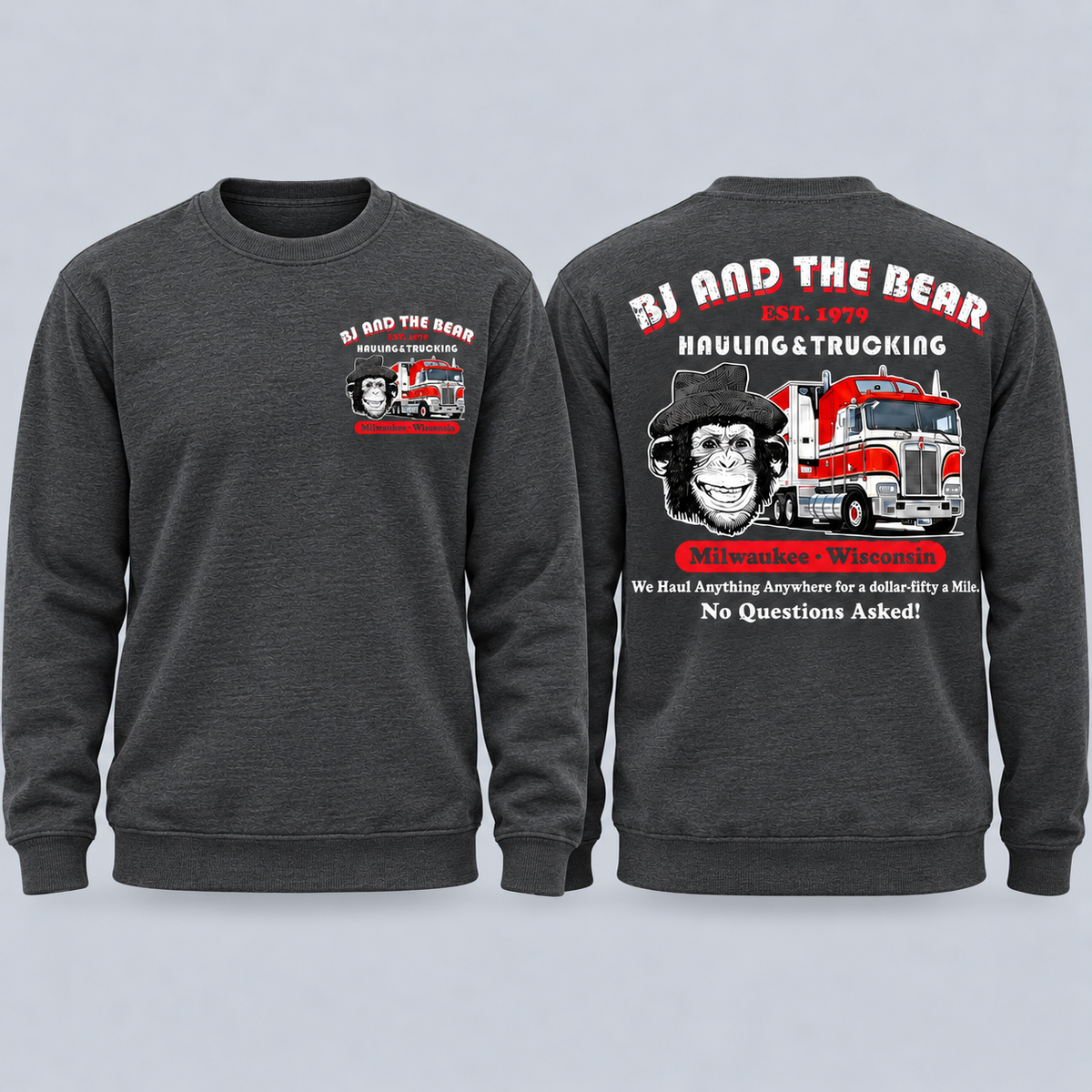 BJ and the Bear Hauling Trucking Shirt, Front & Back Print, Vintage 70s TV Show Graphic T-Shirt, Retro Trucker Tee, Classic Truck Driver Gift