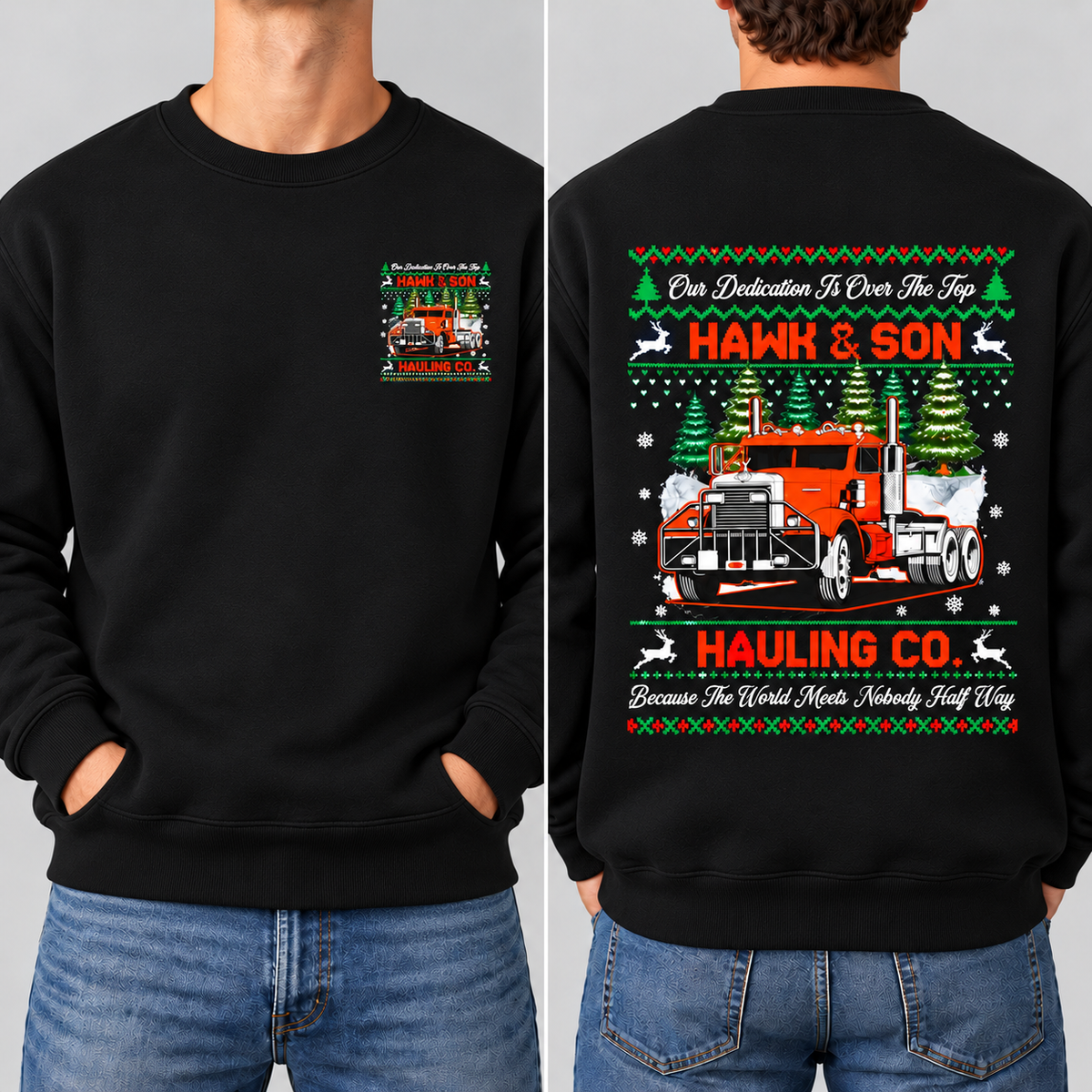 Over The Top Trucker Xmas Hoodie, Front & Back Print, Vintage Arm Wrestling Movie Sweatshirt, Classic 80s Graphic Pullover, Christmas Gift