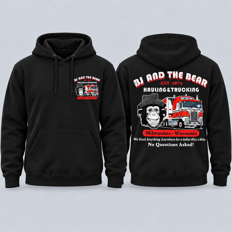 BJ and the Bear Hauling Trucking Shirt, Front & Back Print, Vintage 70s TV Show Graphic T-Shirt, Retro Trucker Tee, Classic Truck Driver Gift