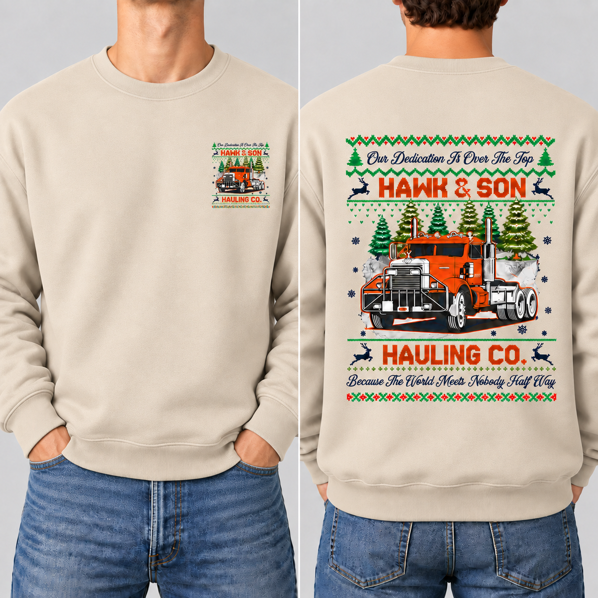 Over The Top Trucker Xmas Hoodie, Front & Back Print, Vintage Arm Wrestling Movie Sweatshirt, Classic 80s Graphic Pullover, Christmas Gift