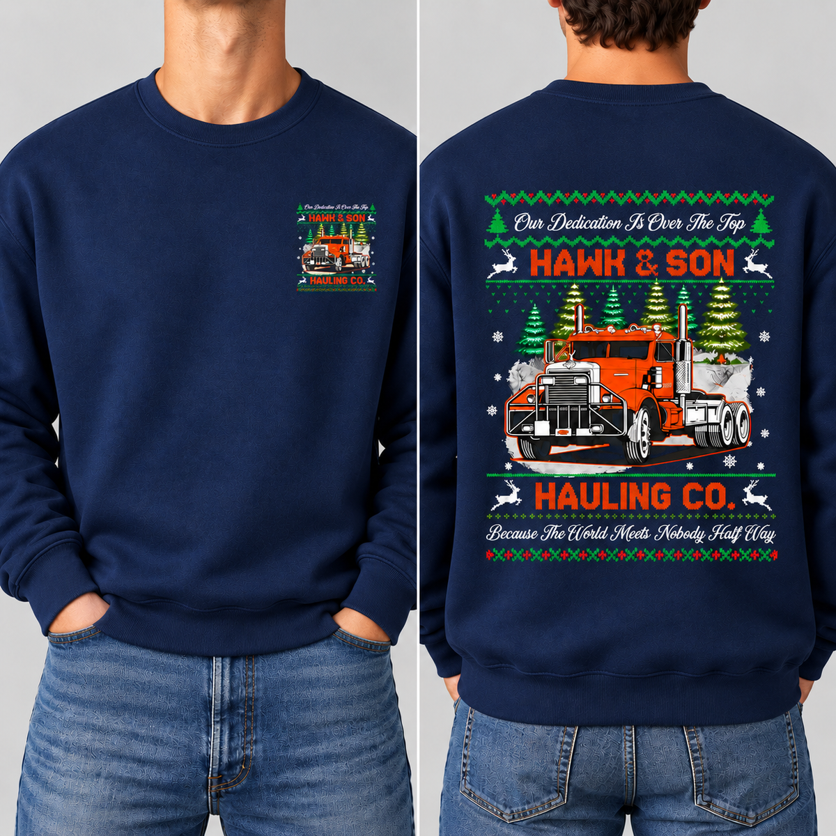 Over The Top Trucker Xmas Hoodie, Front & Back Print, Vintage Arm Wrestling Movie Sweatshirt, Classic 80s Graphic Pullover, Christmas Gift