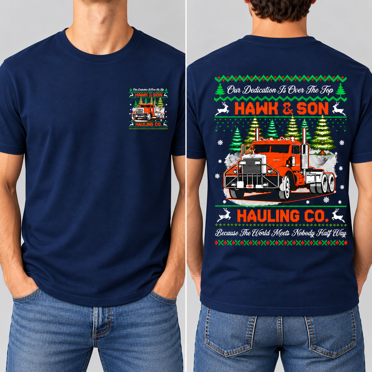 Over The Top Trucker Xmas Hoodie, Front & Back Print, Vintage Arm Wrestling Movie Sweatshirt, Classic 80s Graphic Pullover, Christmas Gift