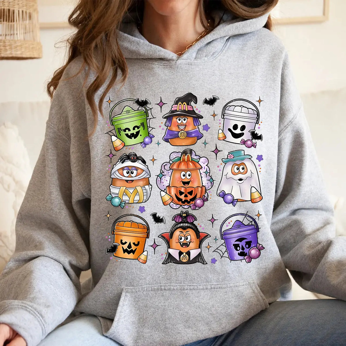 Halloween Chicken Nuggets Sweatshirt, 90s Retro Halloween Shirt, Spooky Nugget Crewneck