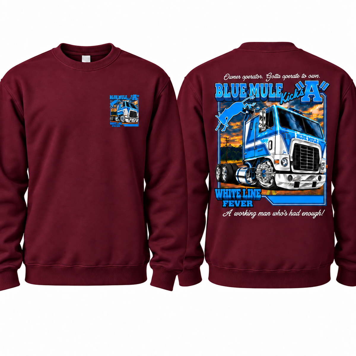 Blue Mule White Line Fever Shirt, Vintage Trucker Graphic Tee, Blue Mule Semi Truck T-Shirt, Trucking Unisex Cotton Tee, Gift For Him
