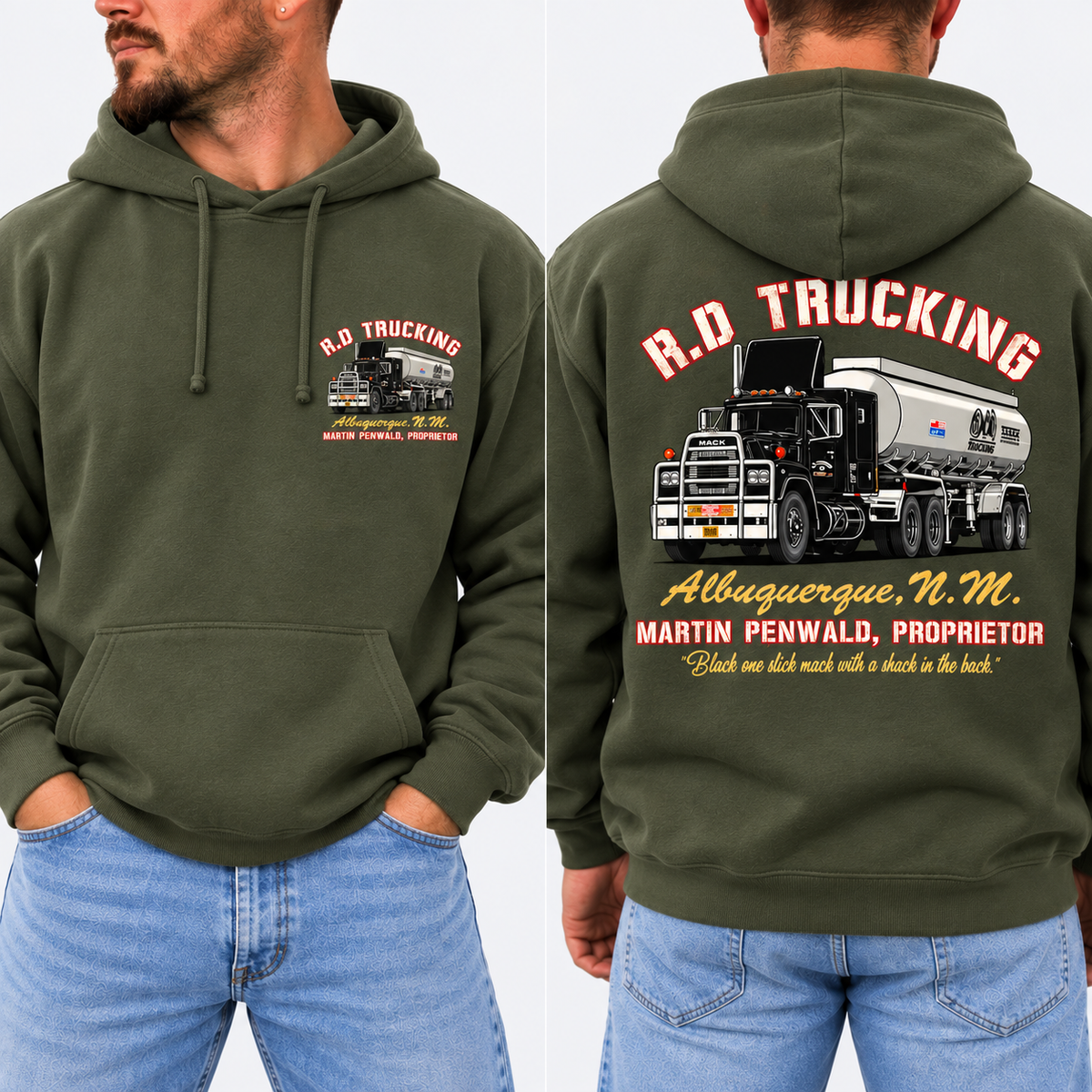 R.D. Trucking Shirt, Vintage Convoy Movie Graphic Tee, Retro Trucker T-Shirt, Classic 70s Trucking Style, Front & Back Print, Gift For Him