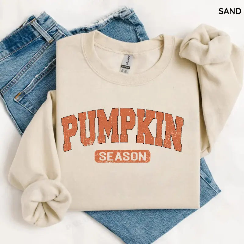 Retro Pumpkin Season Sweatshirt, Cute Fall Autumn Pullover, Cozy Thanksgiving Gift Shirt, Vintage Halloween Sweatshirt for Women & Spooky Season Outfit, Women's Long Sleeve Shirts