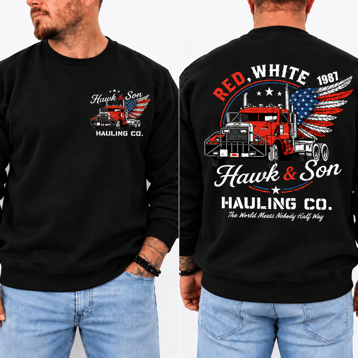 Over The Top Trucker Shirt, Hawk and Son Vintage Tee, Retro Truck Driver Shirt, Front & Back Print, 80s Trucking Gift