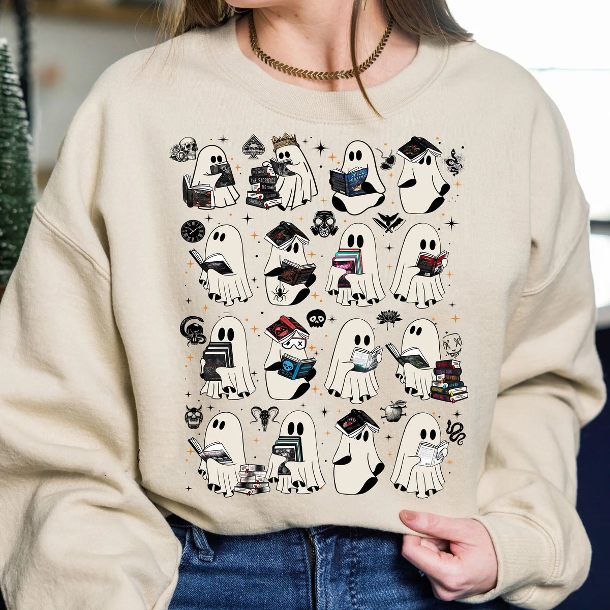 Ghosts Reading Dark Romance Series Books T-Shirt, Haunting Adeline Ghost Sweatshirt, The Lords Series Hoodie, Legacy Of Gods, Devil's Night, Librarian Halloween Tee