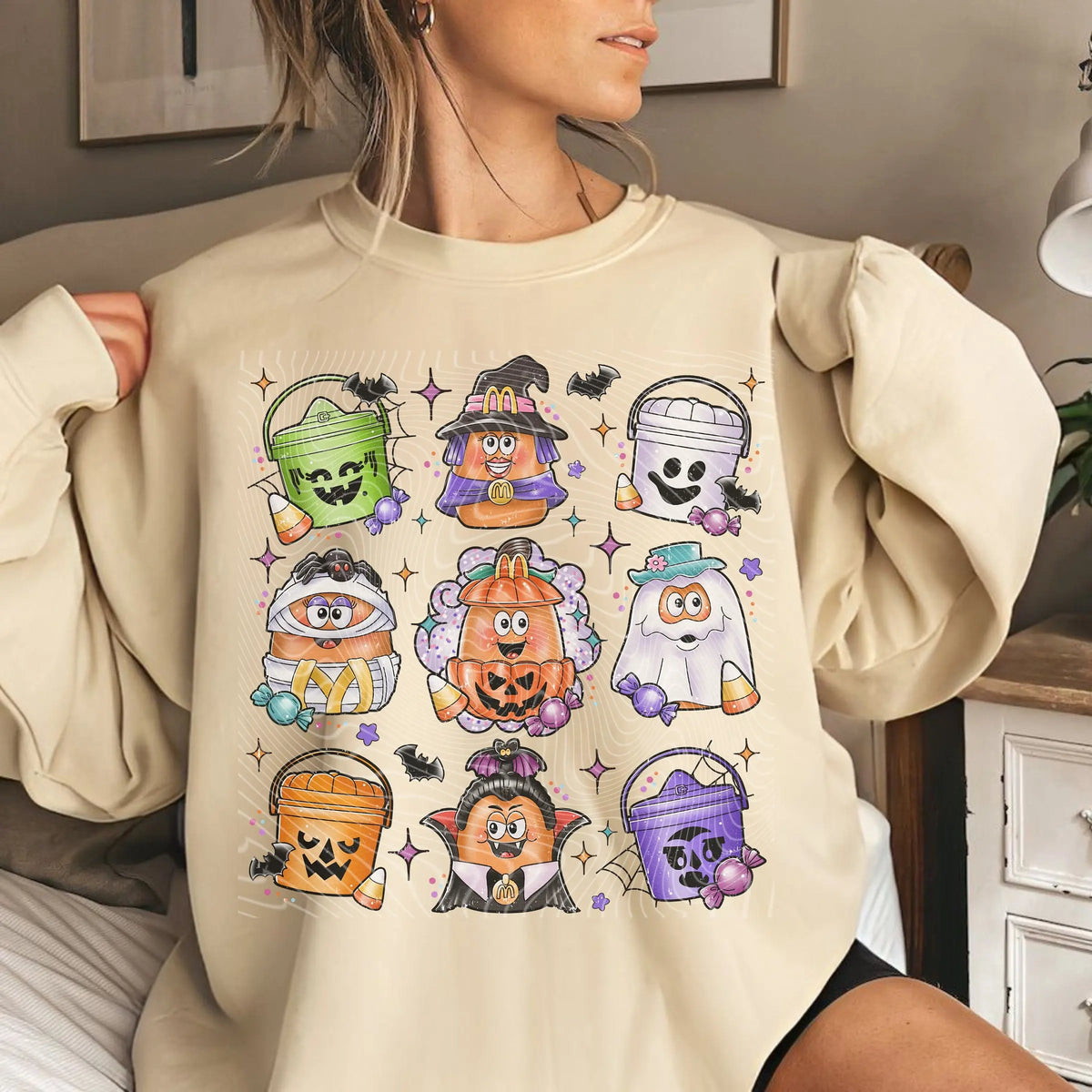 Halloween Chicken Nuggets Sweatshirt, 90s Retro Halloween Shirt, Spooky Nugget Crewneck