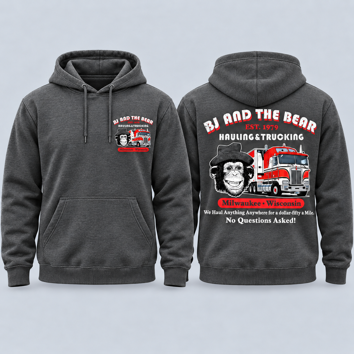 BJ and the Bear Hauling Trucking Shirt, Front & Back Print, Vintage 70s TV Show Graphic T-Shirt, Retro Trucker Tee, Classic Truck Driver Gift
