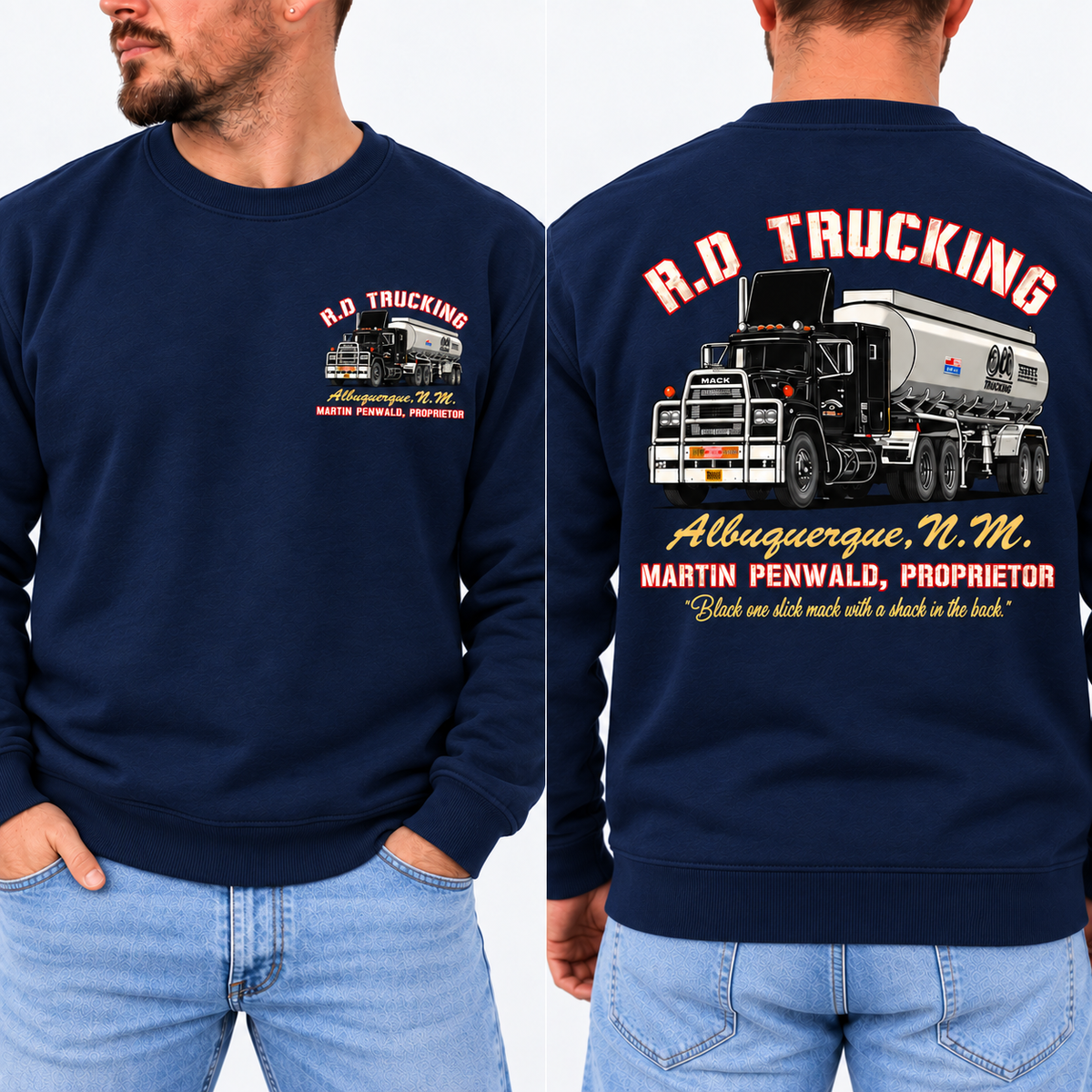 R.D. Trucking Shirt, Vintage Convoy Movie Graphic Tee, Retro Trucker T-Shirt, Classic 70s Trucking Style, Front & Back Print, Gift For Him
