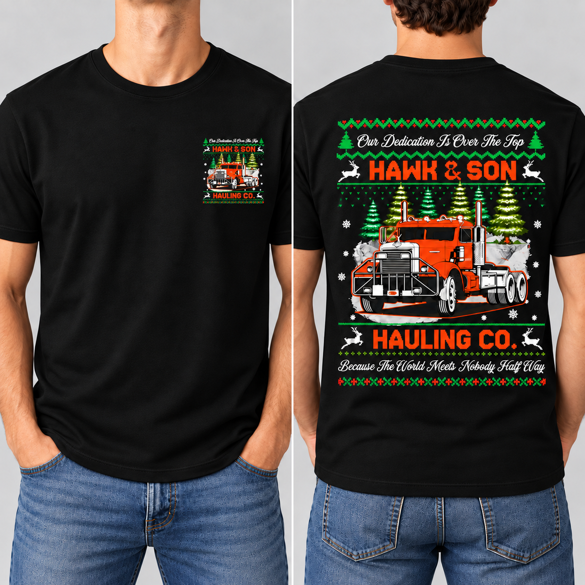 Over The Top Trucker Xmas Hoodie, Front & Back Print, Vintage Arm Wrestling Movie Sweatshirt, Classic 80s Graphic Pullover, Christmas Gift