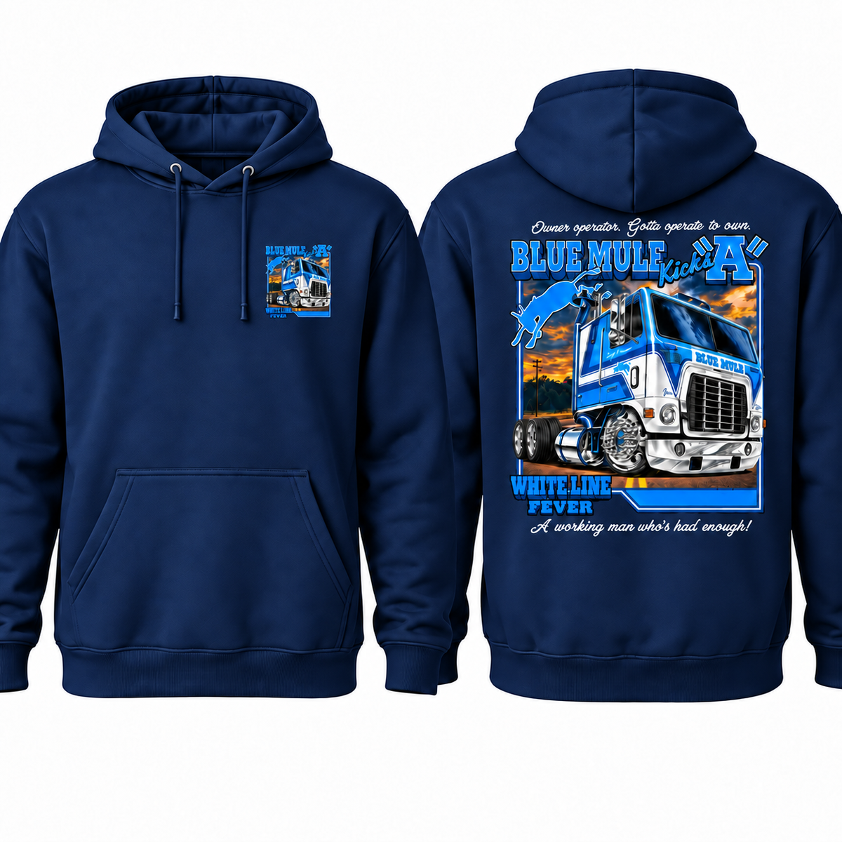 Blue Mule White Line Fever Shirt, Vintage Trucker Graphic Tee, Blue Mule Semi Truck T-Shirt, Trucking Unisex Cotton Tee, Gift For Him