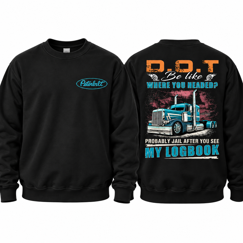 Peterbilt Trucker Hoodie, Funny DOT Logbook Joke Sweatshirt, D.O.T. Where You Headed? Probably Jail, CDL Driver Gift