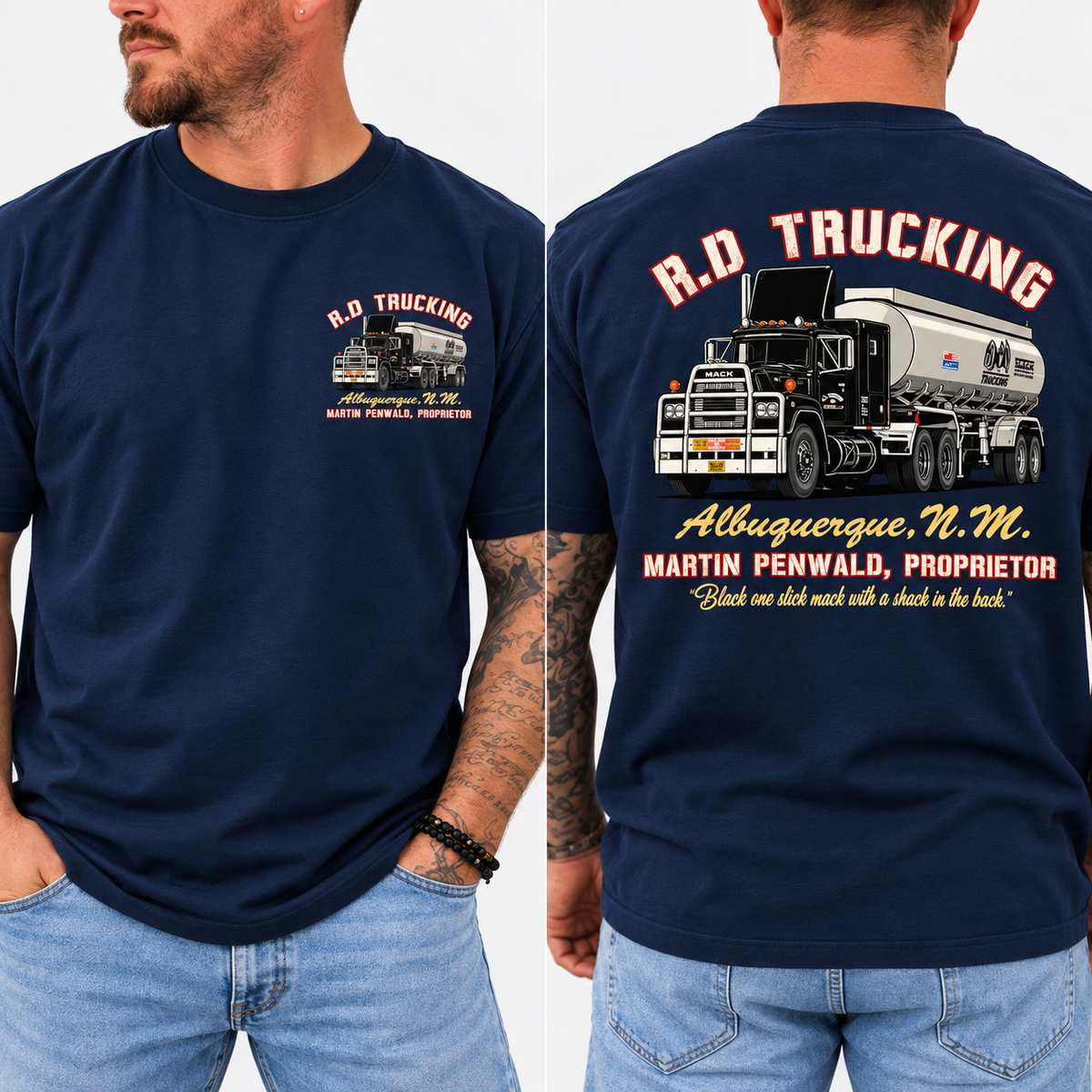 R.D. Trucking Shirt, Vintage Convoy Movie Graphic Tee, Retro Trucker T-Shirt, Classic 70s Trucking Style, Front & Back Print, Gift For Him