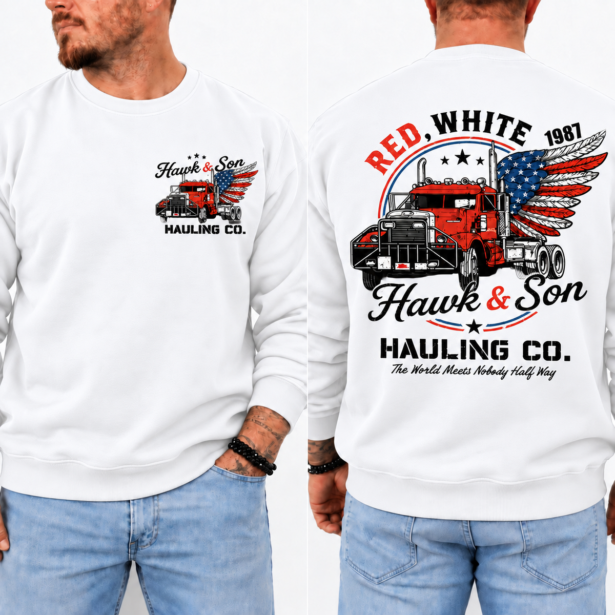 Over The Top Trucker Shirt, Hawk and Son Vintage Tee, Retro Truck Driver Shirt, Front & Back Print, 80s Trucking Gift
