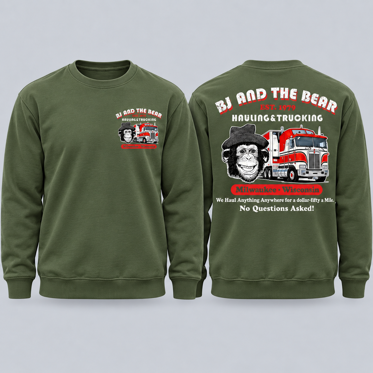 BJ and the Bear Hauling Trucking Shirt, Front & Back Print, Vintage 70s TV Show Graphic T-Shirt, Retro Trucker Tee, Classic Truck Driver Gift