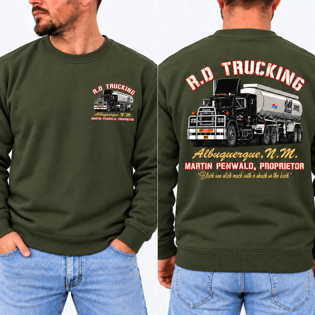 R.D. Trucking Shirt, Vintage Convoy Movie Graphic Tee, Retro Trucker T-Shirt, Classic 70s Trucking Style, Front & Back Print, Gift For Him