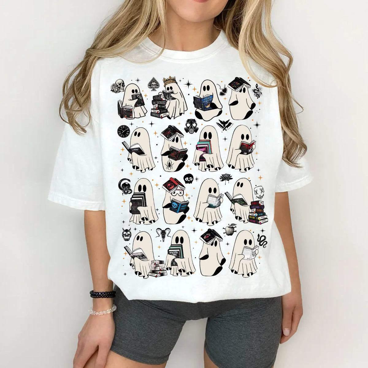 Ghosts Reading Dark Romance Series Books T-Shirt, Haunting Adeline Ghost Sweatshirt, The Lords Series Hoodie, Legacy Of Gods, Devil's Night, Librarian Halloween Tee