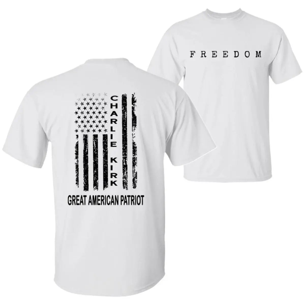 Charlie Kirk Freedom A True American Patriot with US Flag Graphic T-Shirt, Wear Red on October 14th as Charles James Kirk Day Tee, Charlie Kirk Birthday Shirt, Graphic Design Unisex Cotton T-shirt for Men for Women Menswear Womenswear