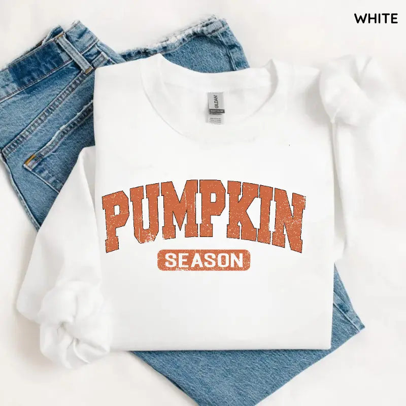 Retro Pumpkin Season Sweatshirt, Cute Fall Autumn Pullover, Cozy Thanksgiving Gift Shirt, Vintage Halloween Sweatshirt for Women & Spooky Season Outfit, Women's Long Sleeve Shirts