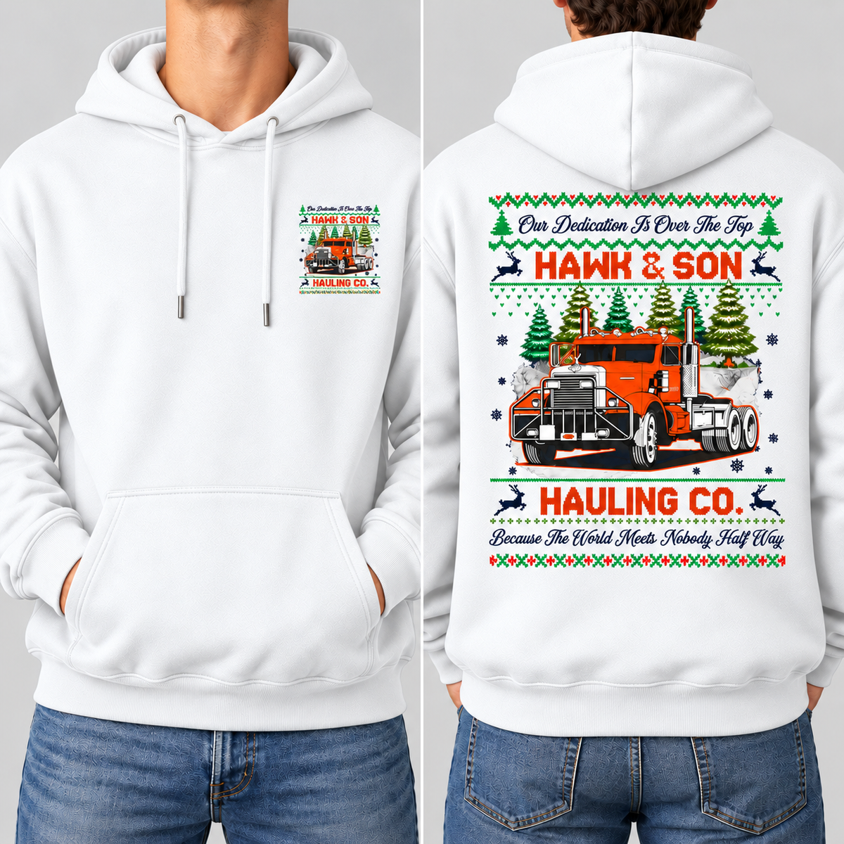 Over The Top Trucker Xmas Hoodie, Front & Back Print, Vintage Arm Wrestling Movie Sweatshirt, Classic 80s Graphic Pullover, Christmas Gift