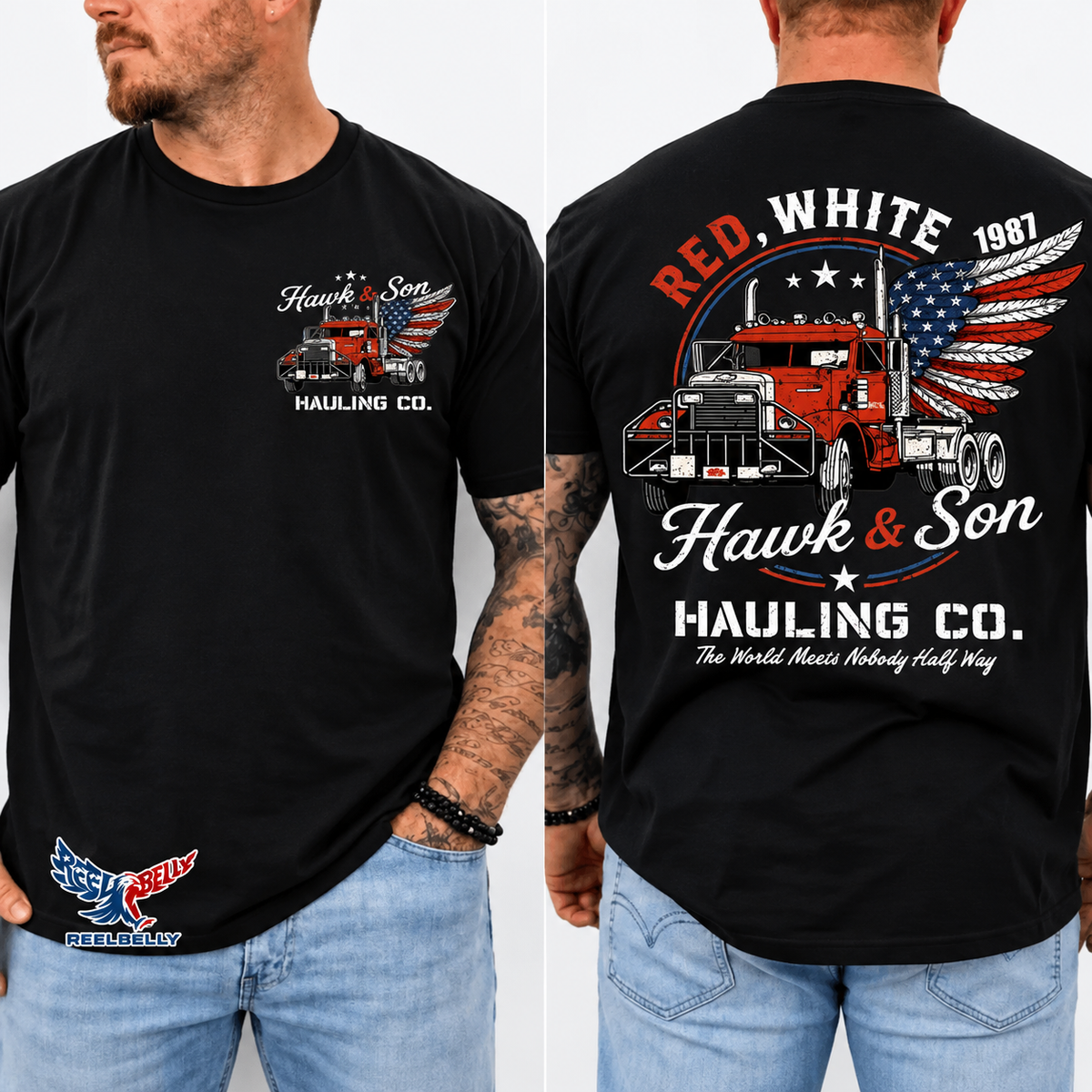 Over The Top Trucker Shirt, Hawk and Son Vintage Tee, Retro Truck Driver Shirt, Front & Back Print, 80s Trucking Gift