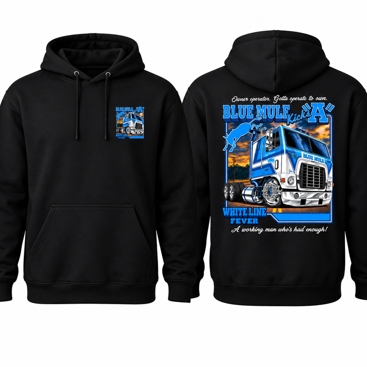 Blue Mule White Line Fever Shirt, Vintage Trucker Graphic Tee, Blue Mule Semi Truck T-Shirt, Trucking Unisex Cotton Tee, Gift For Him