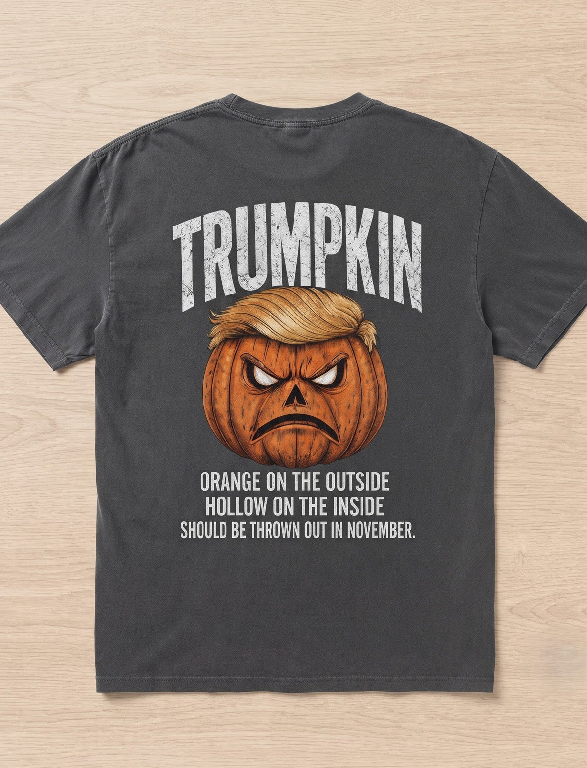 Trumpkin Halloween Back Print Shirt, Funny Trump Pumpkin Graphic T-Shirt, Political Halloween Tee, Anti Trump Spooky Season Shirt