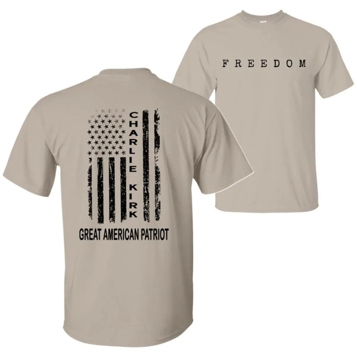 Charlie Kirk Freedom A True American Patriot with US Flag Graphic T-Shirt, Wear Red on October 14th as Charles James Kirk Day Tee, Charlie Kirk Birthday Shirt, Graphic Design Unisex Cotton T-shirt for Men for Women Menswear Womenswear