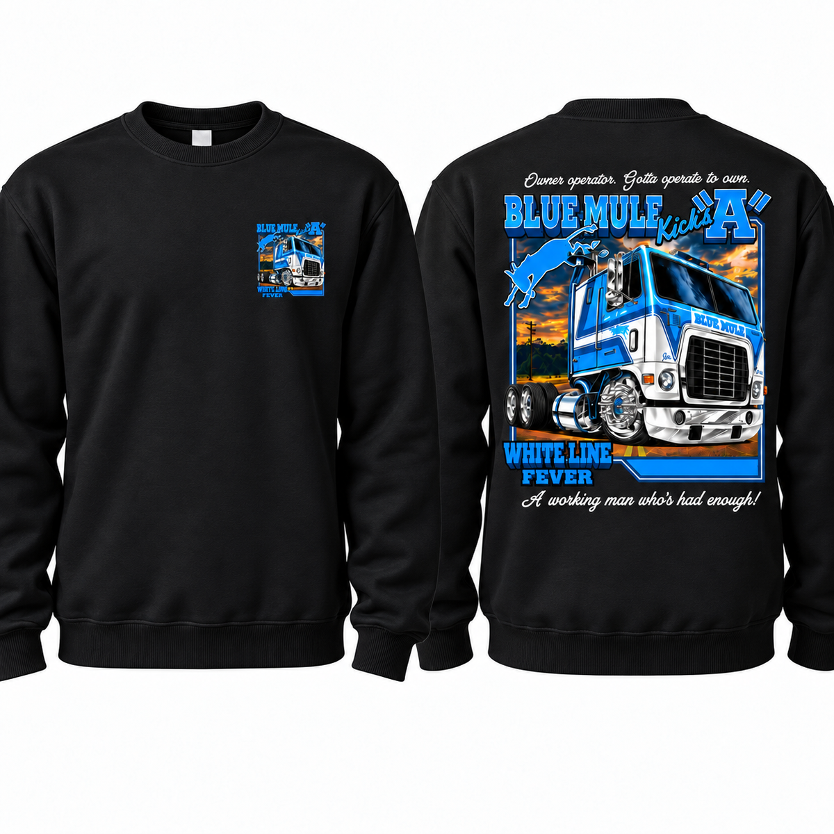 Blue Mule White Line Fever Shirt, Vintage Trucker Graphic Tee, Blue Mule Semi Truck T-Shirt, Trucking Unisex Cotton Tee, Gift For Him
