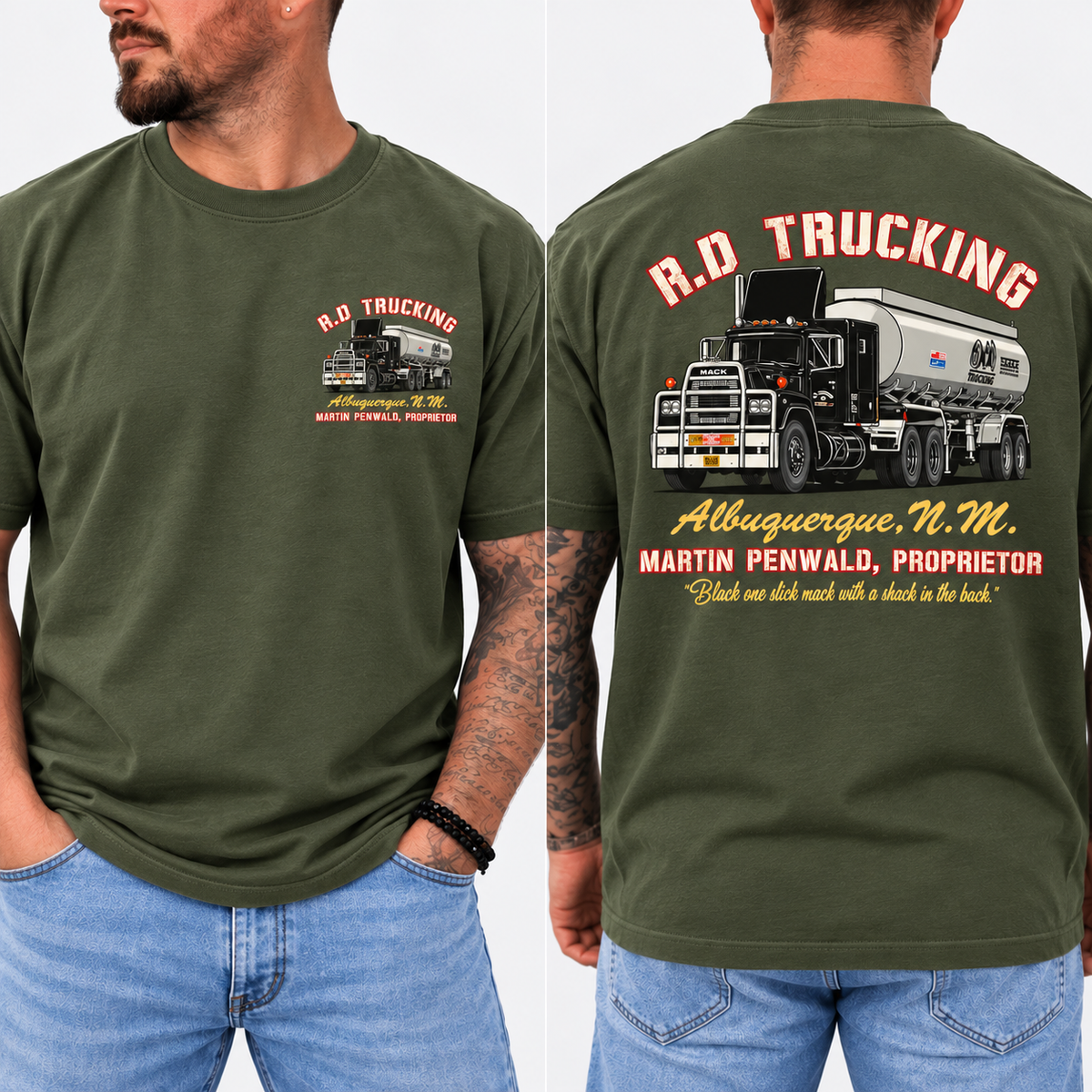 R.D. Trucking Shirt, Vintage Convoy Movie Graphic Tee, Retro Trucker T-Shirt, Classic 70s Trucking Style, Front & Back Print, Gift For Him