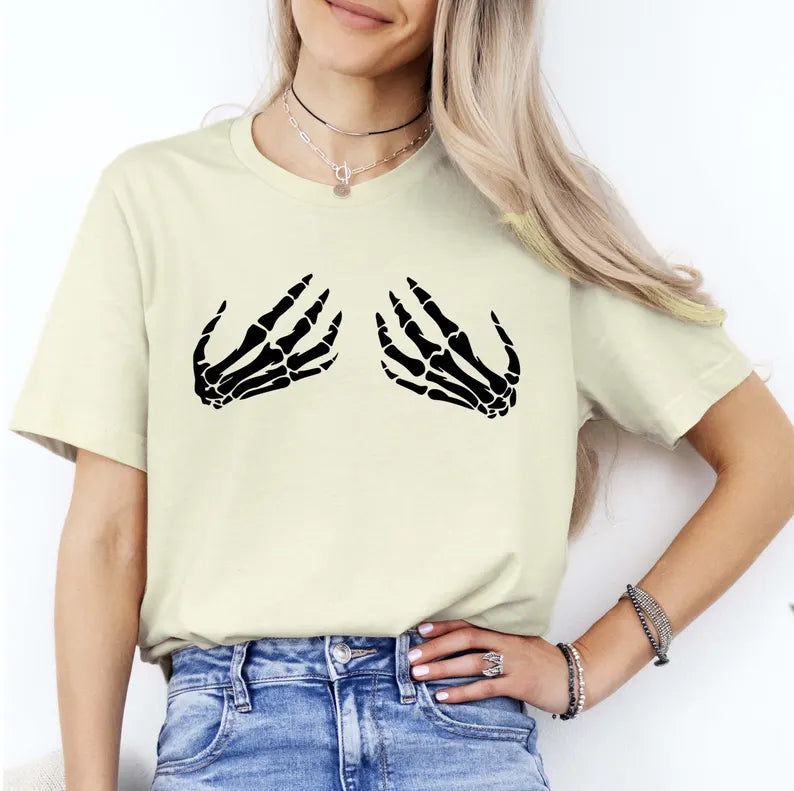 Skeleton Hands Halloween T-Shirt: Spooky Women's Costume Tee