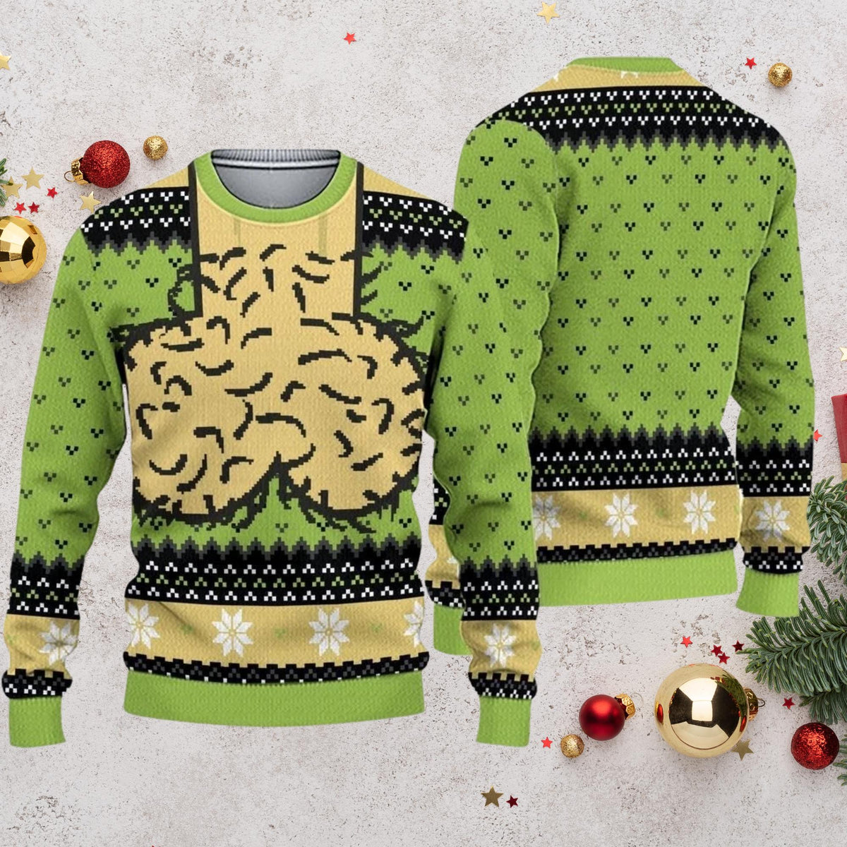 Naughty Hairy Chest Ugly Christmas Sweater, Red Funny Adult Xmas Jumper, Risque Gag Gift