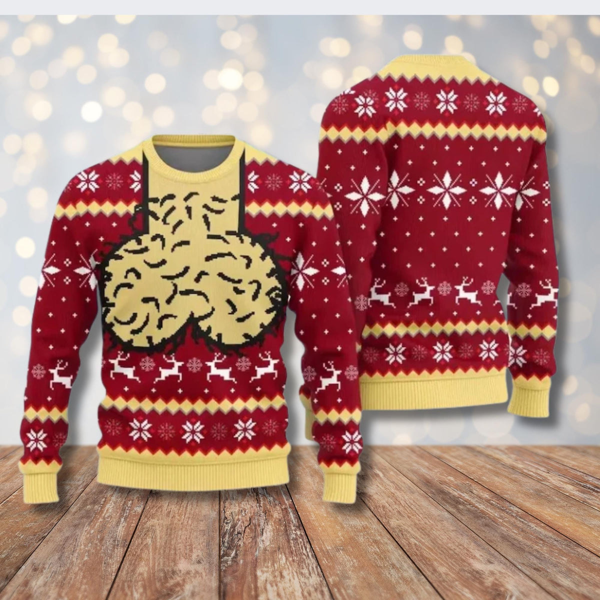 Naughty Hairy Chest Ugly Christmas Sweater, Red Funny Adult Xmas Jumper, Risque Gag Gift