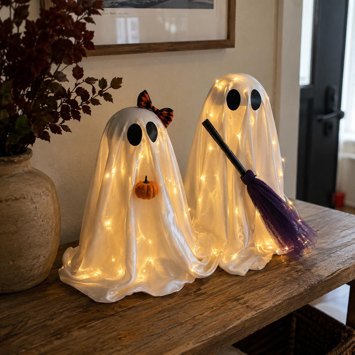 Halloween Ghost Swing Decor, Lighted Hanging Porch Decoration for Halloween Lovers, 3 Sizes