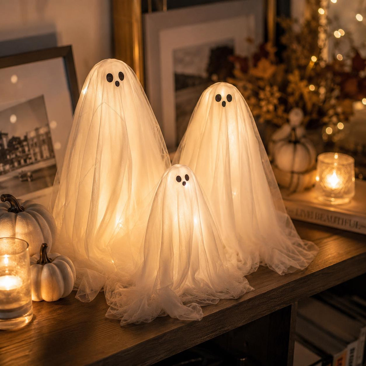 Halloween Ghost Swing Decor, Lighted Hanging Porch Decoration for Halloween Lovers, 3 Sizes