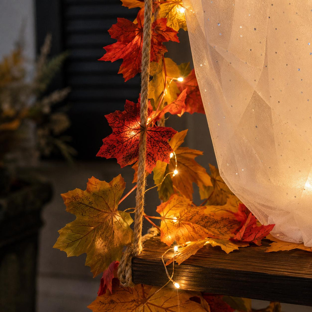 Halloween Ghost Swing Decor, Lighted Hanging Porch Decoration for Halloween Lovers, 3 Sizes