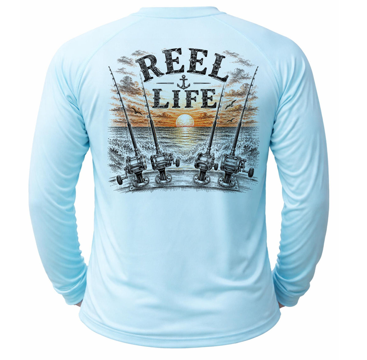 Reel Life Fishing Shirt, Long Sleeve UV Fishing Shirt, Offshore Fishing Performance Tee, Saltwater Angler Gift, Fisherman Boat Shirt for Men