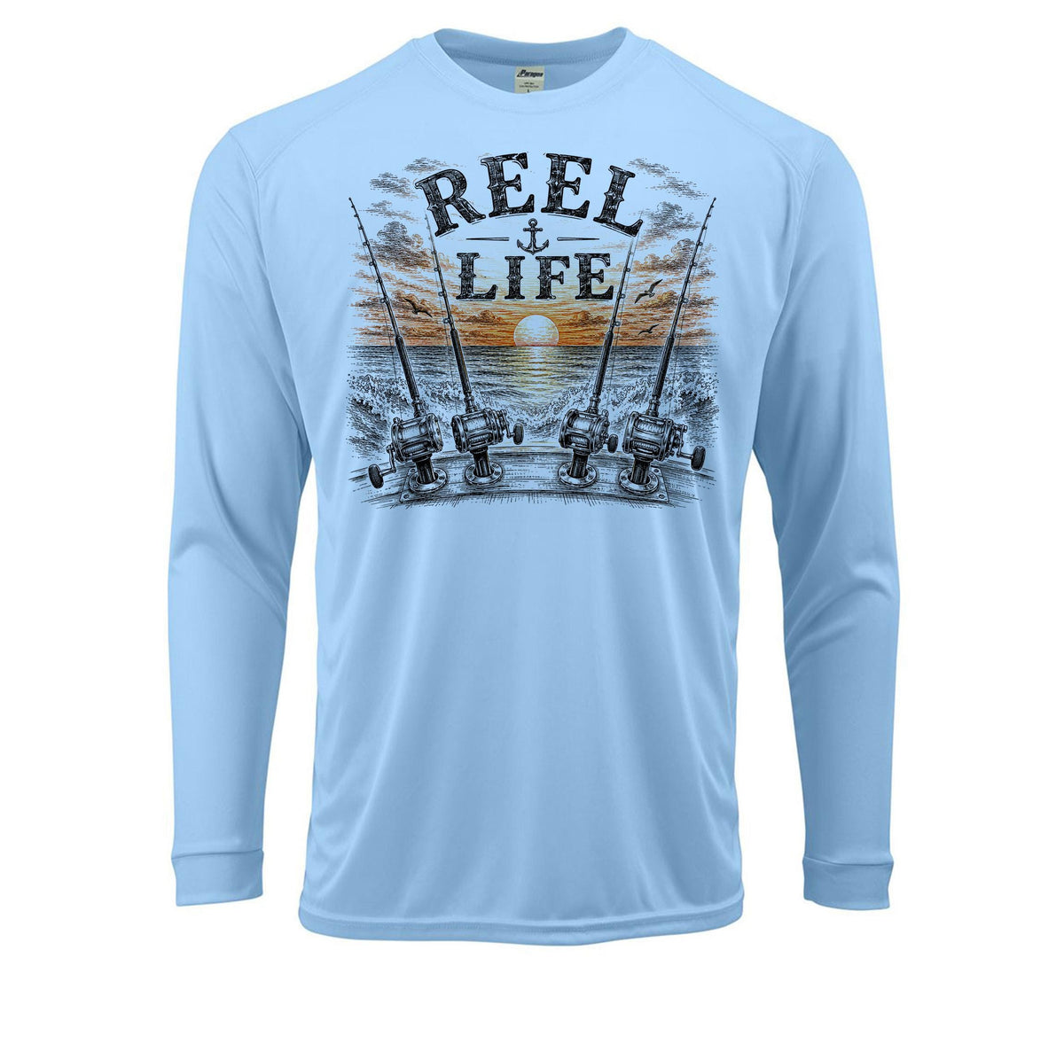 Reel Life Fishing Shirt, Long Sleeve UV Fishing Shirt, Offshore Fishing Performance Tee, Saltwater Angler Gift, Fisherman Boat Shirt for Men