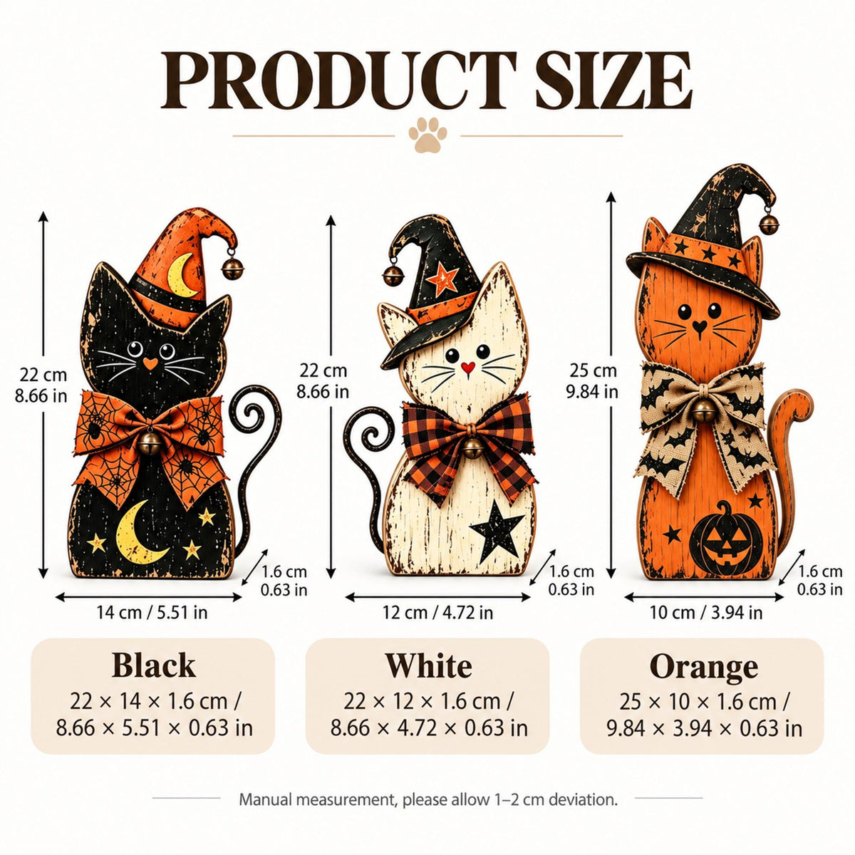 Halloween Cat Decor, Wooden Witch Cat Figurine, Rustic Halloween Shelf Sitter, Black Cat Halloween Decor, Farmhouse Spooky Home Decoration
