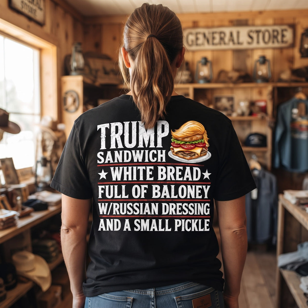 Trump Sandwich Political Satire Shirt, White Bread Full of Baloney Tee, Anti Trump Funny Graphic Shirt, Sarcastic Election Humor Gift