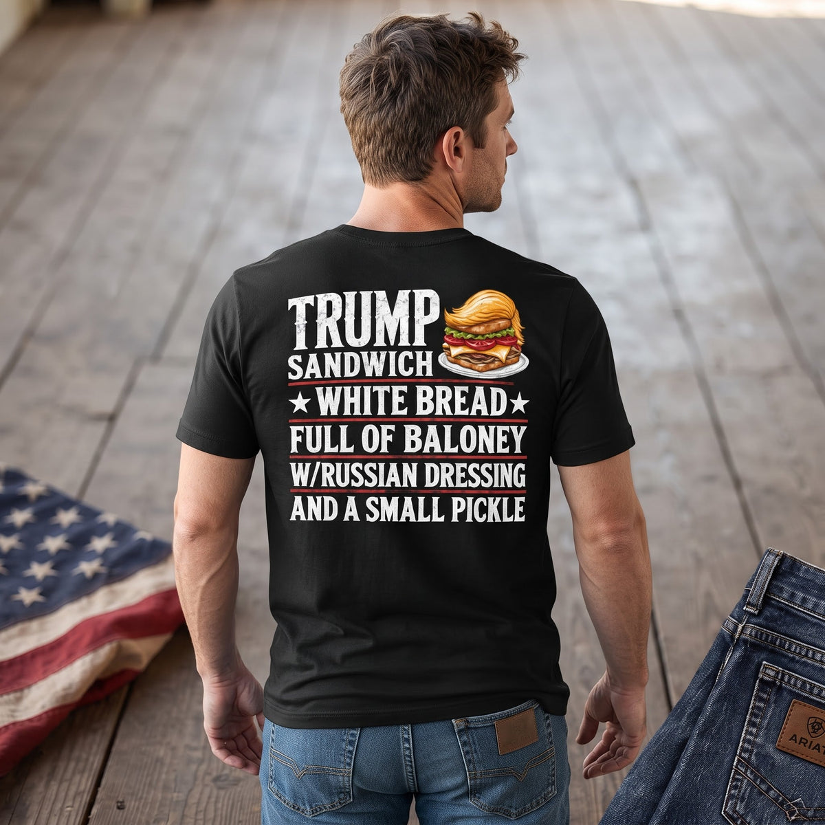 Trump Sandwich Political Satire Shirt, White Bread Full of Baloney Tee, Anti Trump Funny Graphic Shirt, Sarcastic Election Humor Gift