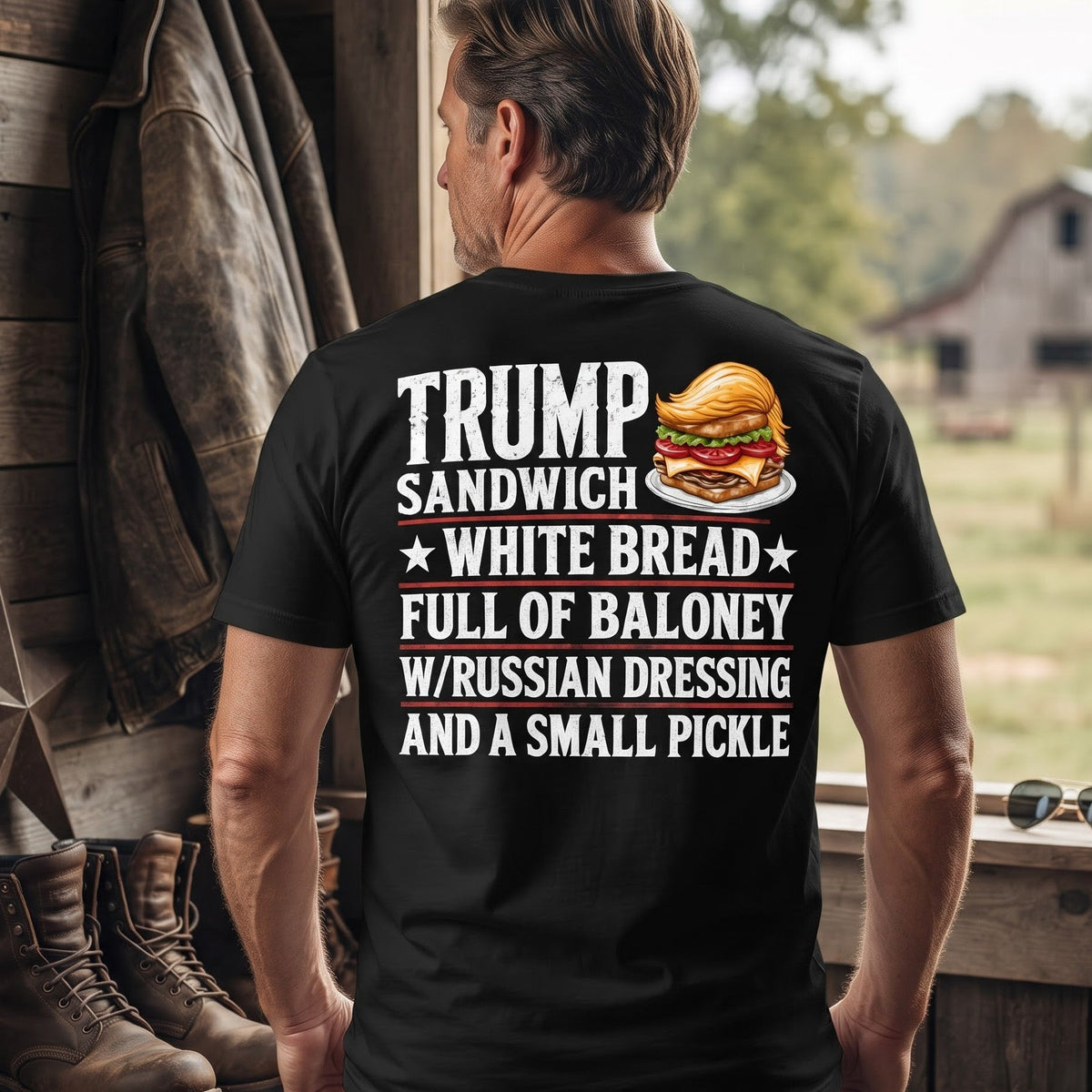 Trump Sandwich Political Satire Shirt, White Bread Full of Baloney Tee, Anti Trump Funny Graphic Shirt, Sarcastic Election Humor Gift